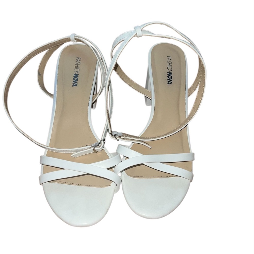Fashion Nova White Strappy Heels